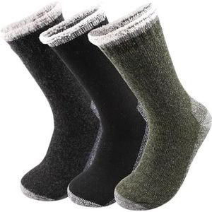 YIJIANUO 3Pairs Thicken Wollen Sokken Winter Sneeuw Outdoor Sport Sokken Voor Mannen Vrouwen Thermische Fleece Terry Loop Sokken Skiën, 3 paar gemengde kleuren, EU 38-46