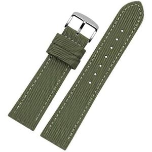 InOmak Horlogeband van nylon, 20/22/24 mm, reservearmband, Leger Groen, 23mm-silver Clasp, strepen