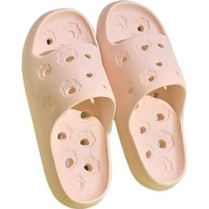 UBOHUZ Badkamer Slippers Vrouwen Gat Sneldrogende Antislip Douche Slides Vrouw Zomer Licht Zachte EVA Thuis Slippers Voor Badkamer, Zwembad, roze, 36/37 EU