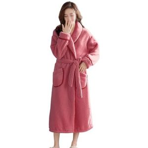 SDFGH Nachtjapon herfst en winter Dikke en lange nachtjapon Dames winterflanel pluche warme badjas (Color : D, Size : XXL)