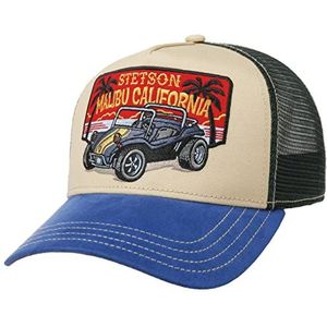Stetson Malibu California Trucker Pet Heren - mesh cap baseballpet truckercap met klep Snapback voor Zomer/Winter - One Size beige