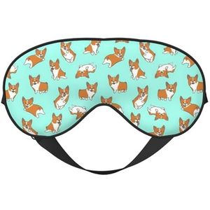Zijde als Corgi Leuke Hond Print Zachte Slaap Oogmasker Comfortabele Blinddoek Verstelbare Oogmasker voor Slaap