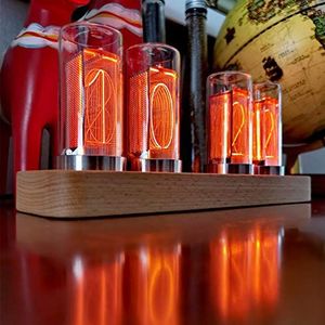 Nixie Led-horloge, digitale buisklok, kleur instelbaar, creatieve nixie buizenklok met kalender, timerfunctie, gloeilamp met USB type C, doe-het-zelf fotodisplay, voor geliefde, vriend, Kerstmis,