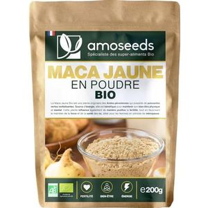 Biologisch macapoeder geel 200 g | 100% Maca wortel uit Peru | vruchtbaarheid, tonus, mentale energie | hoogwaardige kwaliteit (200 g)