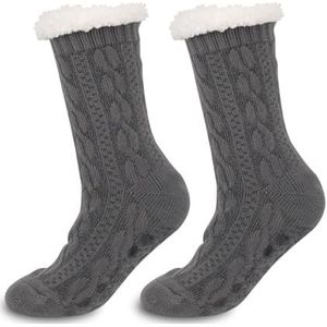 Unisex Antislip Grip Sokken Fuzzy Warm Slipper Sokken Winter Floor Sokken, Grijs, One Size