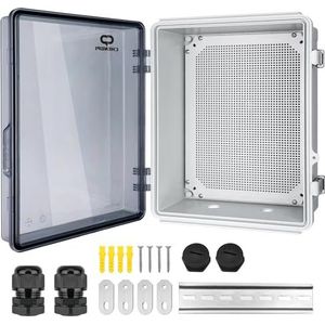 CHENGPI Waterdichte verdeelkast voor buiten, IP65, aansluitdoos, ABS, elektrische aansluitkast, doe-het-zelf kunststof behuizing, bedradingsschakelaar, box, 300 x 400 x 170 mm