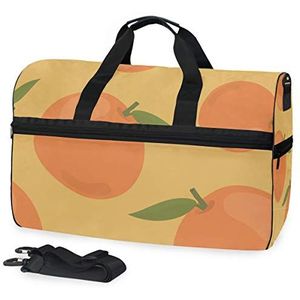 Sport Zwemgymtas met schoenen Geel Oranje Fruit Compartiment Weekender Duffel Reistassen Handtas voor Vrouwen Meisjes Mannen