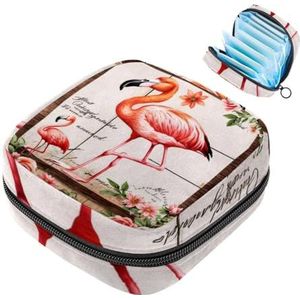 MUOOUM Flamingo Rose Bloemen Maandverband Opbergtas Draagbare Menstruatie Tas Voor Vrouwen Tiener Meisjes Menstruatie Cup Pouch Nursing Pad Houder
