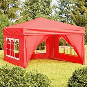 CIADAZ Opvouwbare partytent met zijwanden, rood, 3 x 3 m, gazon en tuin, buitenleven, buitenstructuren, baldakijn en paviljoen, 93527