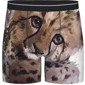 GRatka Boxer slips, heren onderbroek boxer shorts been boxer slips grappig nieuwigheid ondergoed, Cheetah Cub aquarel schilderij kunst, zoals afgebeeld, XXL