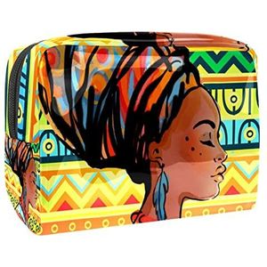 Make-uptas voor dames,waterdichte make-uptas,cosmetische reistas,Boho-stijl en Afrikaanse vrouw Afdrukken