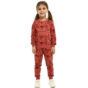 deiko Kinderkleding voor jongens en meisjes, uniseks, kleding van 100% katoen, 2-delig bovendeel met lange mouwen en broek met zakken, donkerrood, 5-6 Jaar