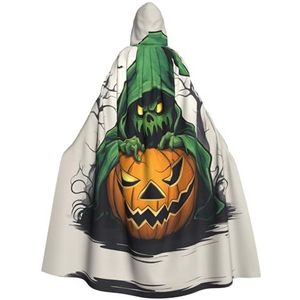 Bxzpzplj Green Ghost Horror Halloween Pompoen 1 Print Mystieke Hooded Mantel Voor Mannen & Vrouwen, Halloween, Cosplay En Carnaval, 185 cm