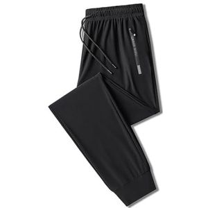 ZEEHXQ Zomerse joggingbroek van ijszijde for heren, verticaal aanvoelende lounge casual sportbroek, sneldrogende slim fit dunne herenbroek (Color : Drawstring Black, Size : 6XL)