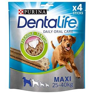Purina DentaLife tandverzorgende snacks voor kleine tot grote honden, vermindert mondgeur, Maxi (grote honden), 4 x 142 g