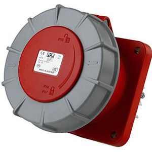 PCE CEE-montagedoos recht (100x100), Power Twist, 5p 63A, rood, IP67