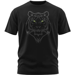 NORTH - Asian Tiger Head - Cat Animal Motif Men's Fashion - Northman Viking T-Shirt Men Shirt Viking Runes Valhalla Shirt Odin - Gifts for Men, Kleur:Zwart/Groen, Maat:XXL