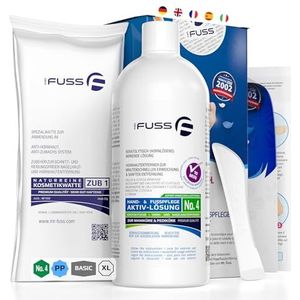 Mr. Fuss® Nr. 4 - Plus Pack Basic - Groot, nagelriem- eeltverwijderaar, voordeelpakket 3-delig. Actieve oplossing snel verzachtend - 500 ml, watten, schraper
