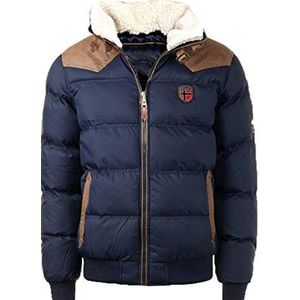 Geografisch Noorwegen ABRAMOVITCH MEN - Mannen Warm Jas Waterdichte Stof - Dikke Jas Hooded Outdoor Fur Coat - Winterjas Gewatteerde Jas Buiten Men's Parka Marine L