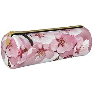 Kleurrijke Galaxy Gedrukt Lederen Etui Pen Pouch Potlood Tas Cosmetische Make-up Tas Kantoor Opbergtas Voor Mannen Vrouwen, Kersenbloesem, Eén maat, Munten Pouch