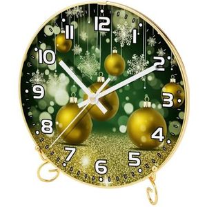 YTYVAGT Wandklok, klokken voor woonkamer, werkt op batterijen, gele vrolijke kerstkaart, ronde stille klok 9,4 inch