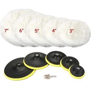 3/4/5/6/7 inch M14 polijstpads wolviltpad wiel for tegels, roestvrij staal, autopoets, krasreparatiegereedschap(M14Kit03 12Pcs,6 inch)