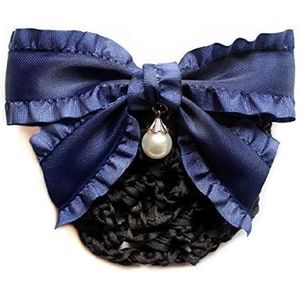 ACVIP Dames Ruffled Edge Strik Haar Clip Snood Net Barrette Bun Cover Haaraccessoires Eén maat Navy Blue&Crochet Hairnet