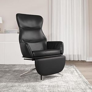 Prolenta Premium - Relaxstoel met voetensteun kunstleer zwart glanzend