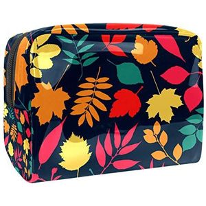 Draagbare Make-up Tas met Rits Reizen Toilettas voor Vrouwen Handige Opslag Cosmetische Pouch Herfst Leaf