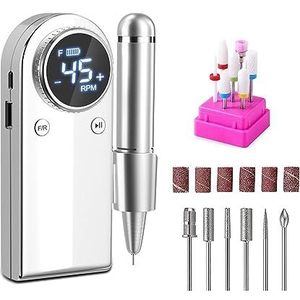 Elektrische nagelboor, Professionele elektrische nagelboormachine, draagbare oplaadbare 45000 RPM nagelboor for acrylgelnagels, manicurepolijstgereedschap Gemakkelijk te gebruiken, voor acryl- en gell