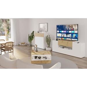 Prolenta Premium FMD TV-meubel/muziekuitrusting eiken en wit, 182 x 33 x 70,2 cm