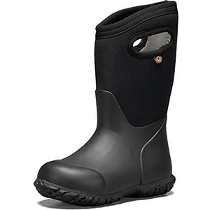 BOGS unisex child York Waterproof Rainboot Rain Boot, Solid Black, 9 Toddler US