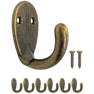 Fuxxer® 6 x antieke garderobe- en handdoekhaken, vintage messing design, ovaal