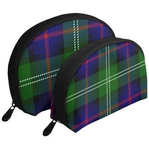 Make-uptas, cosmetische reistas 2 stuks draagbare clutch zakje set zakje organizer clan sutherland Schotse tartan plaid, zoals afgebeeld, Eén maat