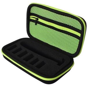 Naapesi Beschermhoes voor elektrisch scheerapparaat, stootvaste opbergtas, voor One Blade Face Qp2520/Qp2530/Qp2620/90/70, met spons, harde reishoes, met koord, groen, zwart + fluorescerend, Rugged