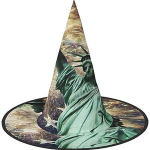 ASEELO Heksenhoed standbeeld vrijheid vlag vuurwerk Halloween heksen hoed voor Halloween kostuum fancy dress accessoire