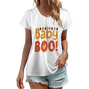 Baby Boo Dames V-hals T-shirts Leuke Grafische Korte Mouw Casual Tee Tops 3XL