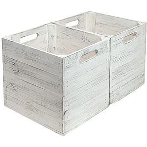 Set van 2 houten kisten, opbergkisten geschikt voor alle Kallax-rekken en Expidit planken, Kallaxsystemen, wijnkist, fruitkist, rekkist, afmetingen 33 x 37,5 x 32,5 cm, Kallax boxen, inzetstukken,