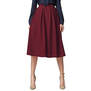Urban GoCo Uitlopende A-lijn midi-rok met zakken voor dames, wijnrood, S
