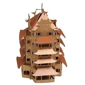 Vintage Gele Kraan Toren 3D Document Beeldhouwwerk Architectuur Wenskaart Visitekaartje Uitnodigingskaart