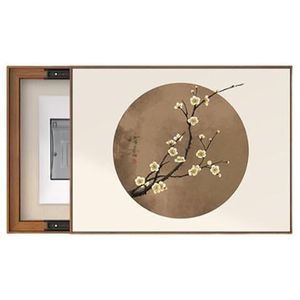 Meterkastdeksel, afdekking van elektriciteitskast, schilderijen van verdeelkasten verbergen, push-pull opening rechts, for thuis, decoratie van hotelmeterkasten(White,55x45cm)