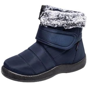 NihaoWXM Sneeuwlaarzen dames laarzen waterdichte winterlaarzen met bont warm houden enkellaarzen sneeuw winter schoenen voor vrouwen rubber, Blauw, 38 EU