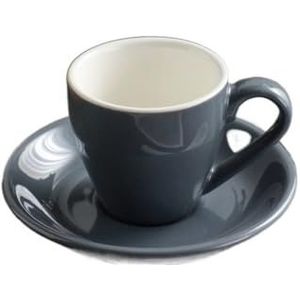 Kop en schotel set 80ml keramische koffiekop en schotel kopjes porselein middag theekopje ontbijt melk mok schattig aardewerk mokken theekop en schotels (maat : 80 ml, kleur: grijs)