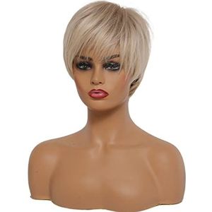 DieffematicJF Pruik Short Women Synthetic Wigs Blonde Wigs Layered Hairstyles Natural Hair Cosplay Everyday Wigs Heat Resistant Wigs