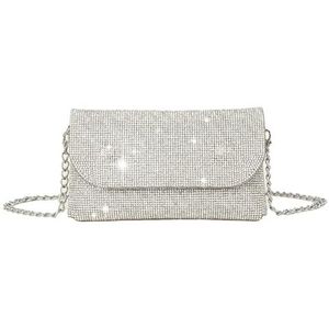 Kristallen portemonnee Strass clutch pailletten handtas diamant avond prom schoudertas bruiloftsfeest (Size : Silver-2)