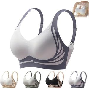 Kleurgeblokte, Niet-afgevende Super Gather Draadloze Push-up Bh Voor Vrouwen(Purple,XX-Large)