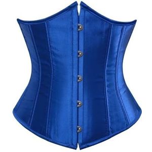 WLTYSM Korset dames korset onderborst korset satijn sexy dames bustier cincher taille slankheid shaper body corselet lingerie plus size clubwear voor feest, 7055 blauw, M