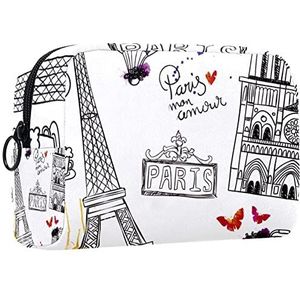 Kleine make-uptas voor dames, make-uptas, cosmetische reistas,Parijs Frankrijk Eiffeltoren Afdrukken