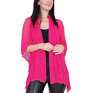 Ikat Gehaakte damesvest, strandbedekking, capuchon, kant, visnet, gemiddelde lengte, eenheidsmaat, roze (hot pink), One size