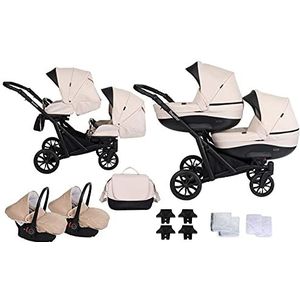 Booster kinderwagen tweeling kinderwagen broer of zus kinderwagen van Lux4kids Cream 2in1 zonder autostoel